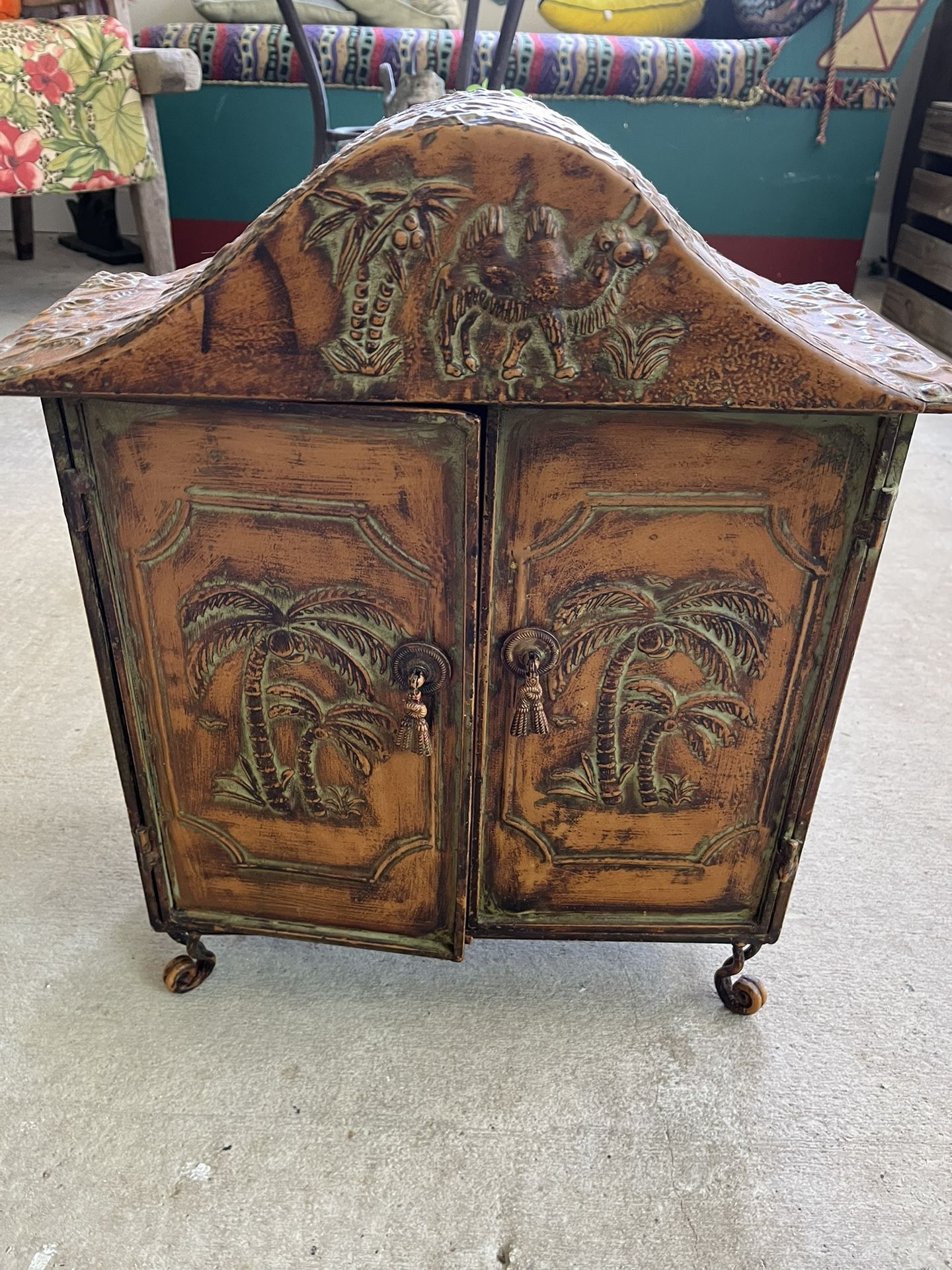 Rustic Vintage Metal Display Cabinet