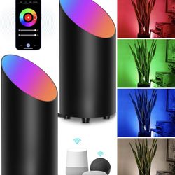 Smart Floor Can Light 5W RGBW Color Changing Up Lights Spotlight with Timer 2700K-6500K Uplighting Indoor Dimmable Uplights Indoor for Plant Corner, A