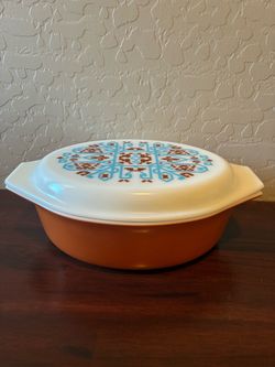 Vintage Pyrex Navajo Aztec 2.5 QT Casserole Dish Southwestern Pyrex Oval Vintage