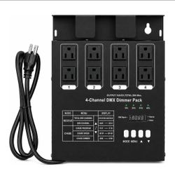 DMX512 4-Channel Dimmer Pack, 20A Total, 8 Outlets for Stage Lighting
4 Independent DMX Channels | 8 Output Sockets | 20A Total Load | 16 Chase Progra