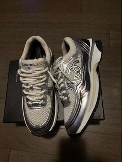 Silver Chanel sneakers size 10