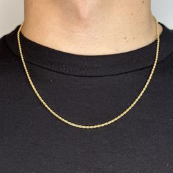 Gold Chain 14k Gold Vermeil Rope Chain 2mm 20 Inches