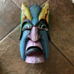 Tribal Warrior Mask From Costa Rica 1 Foot Up And Down And 8 Itches Across