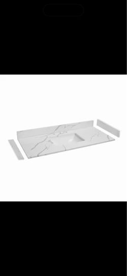 48 in. W x 22 in. D Quartz White Rectangular Single Sink Bathroom Vanity Top in Calacatta White