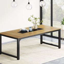 YS0095 Dining Table for 6-8 Person, Industrial Kitchen Table with Metal Frame