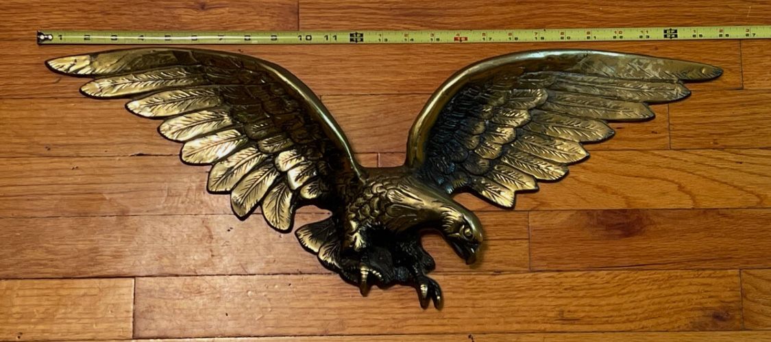 Vintage Brass Bald Eagle Wall Decor