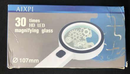 Magnifying Glass with Light, 30X Handheld Large Magnifying Glass 12 LED Illuminated Lighted Magnifier for Macular Degeneration, Seniors Reading, Solde