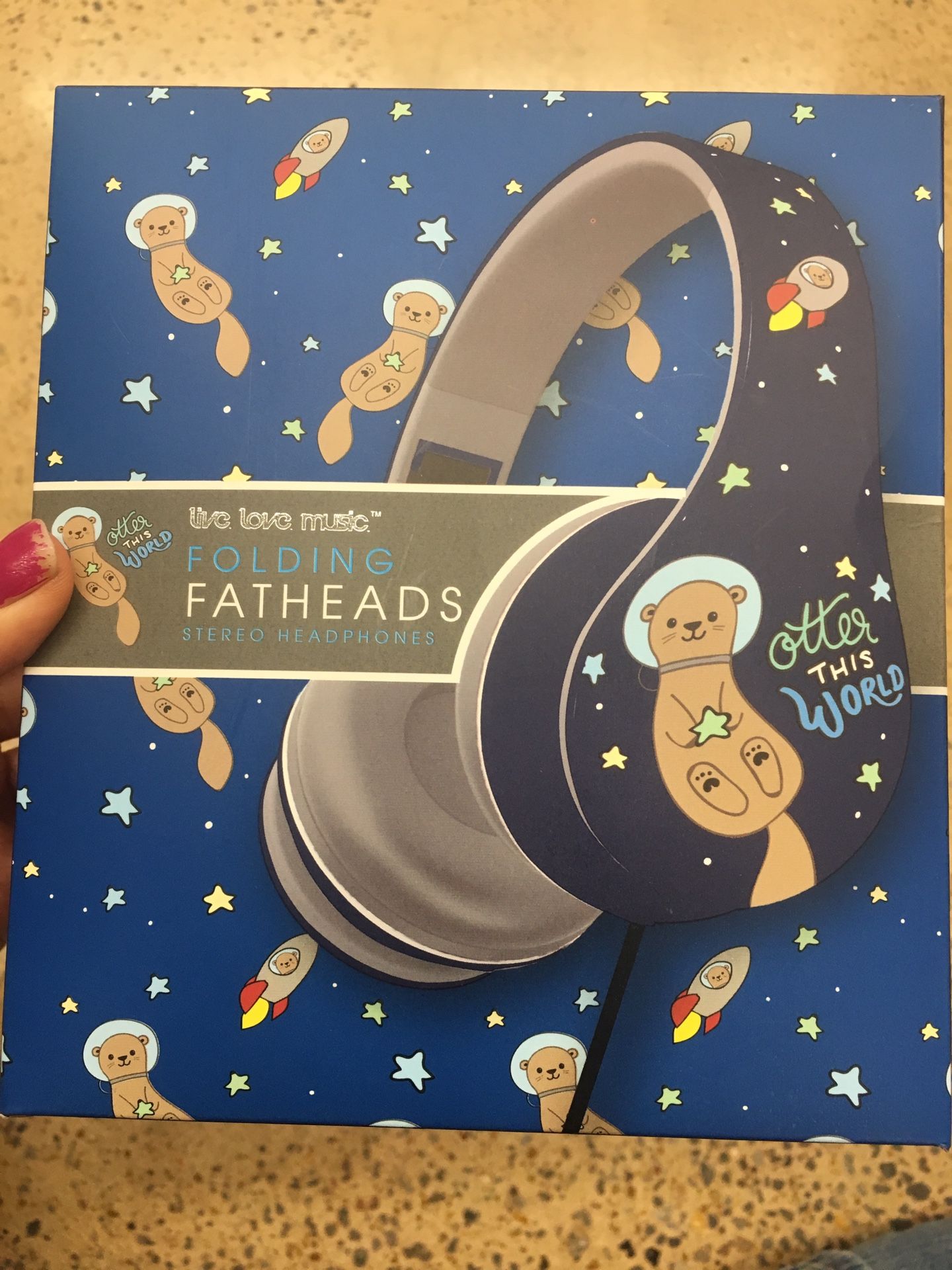 NWT folding fatheads headphone otter