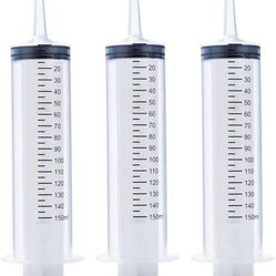 3 Pcs 150ml Large Syringes, Sterile and Individual Sealed, Easy to Use and Clean, Plastic Garden Syringe for Liquid, Lip Gloss, Paint, Epoxy Resin, Oi