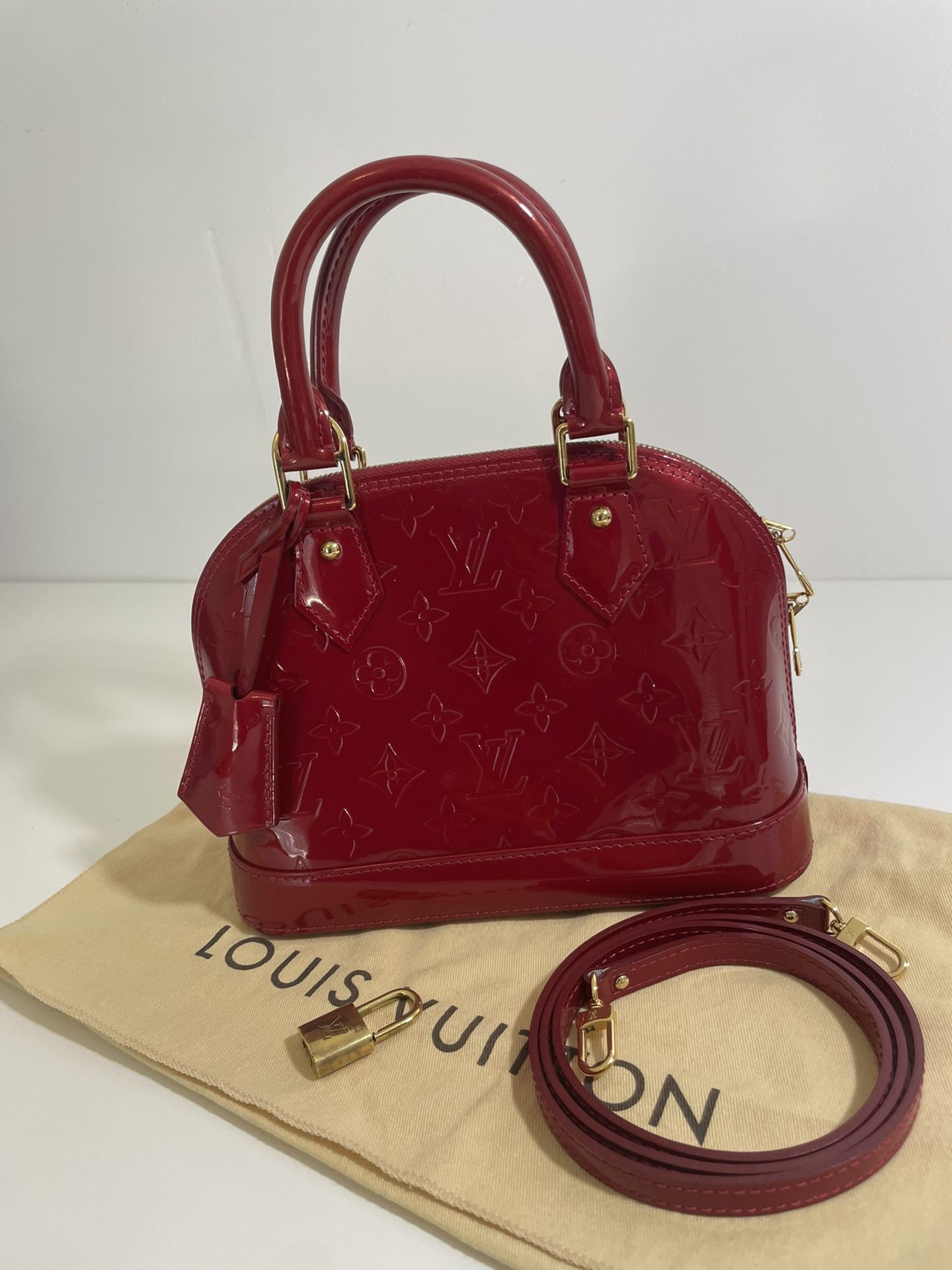 Louis Vuitton BB Alma Vernis Red  Leather Crossbody Bag