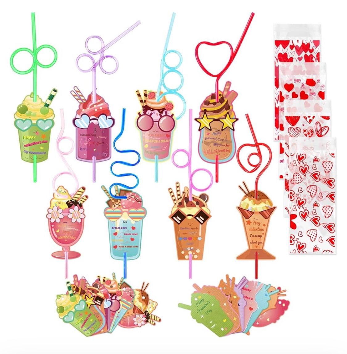 Valentines Day Cards with Straws