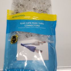 PETECHTOOL RJ45 Cat6 Cat5 Connector Gold Plated 8P8C Ethernet Pass Through Plug