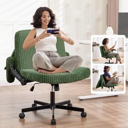 Fizzin Criss Cross Office Chair 27" Wide Seat Mid Back Swivel Green