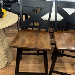 2 24" Swivel Barstools With Backrest