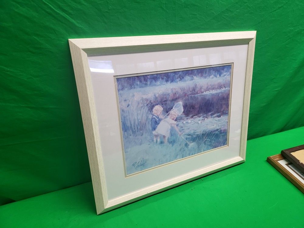 Boy and girl with net painting
