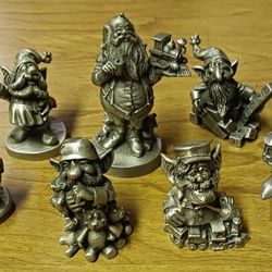 Christmas Pewter Set: Santa With Elves, Hudson 