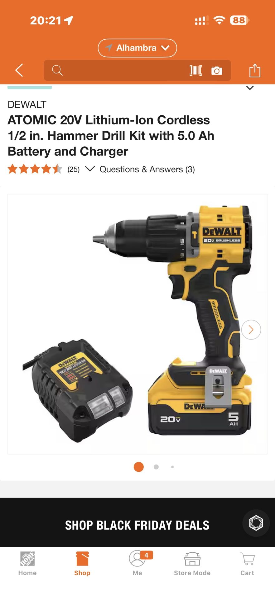 DEWALT ATOMIC 20V Lithium-Ion Cordless 1/2 in. Hammer Drill Kit with 5.0 Ah Battery and Charger
