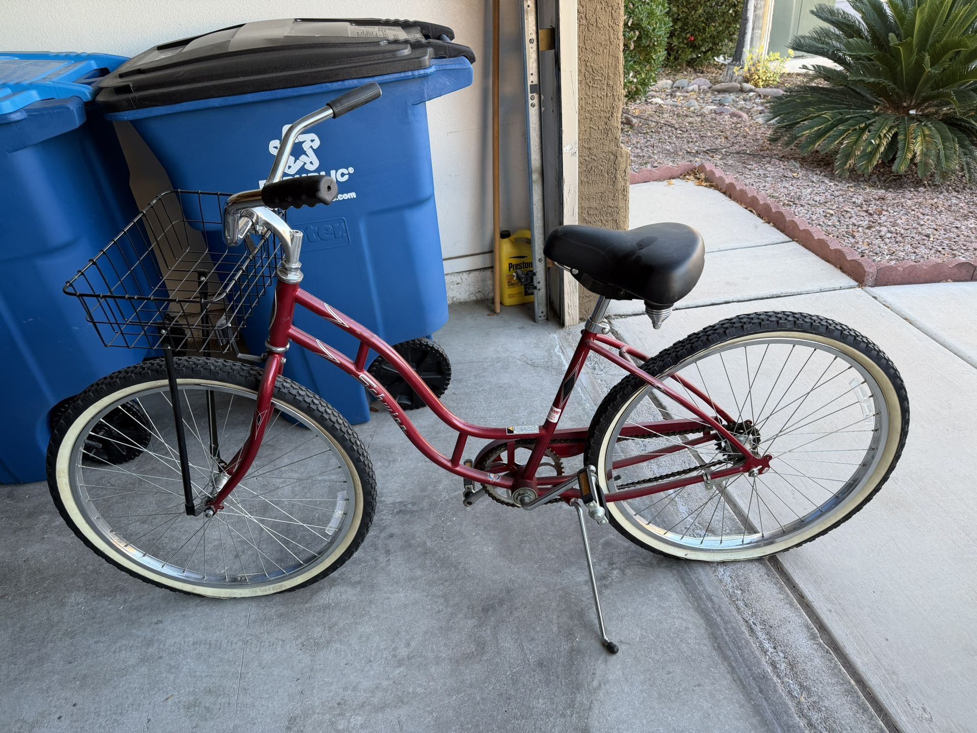 Red Schwinn Bicycle with Basket