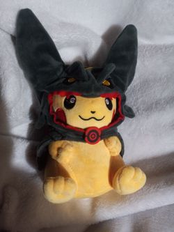 Pokemon Center Original Pikachu Wearing Black Rayquaza Poncho Plush Doll Stuffed
