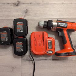 Black And Decker Drill, Charger, Batteries 