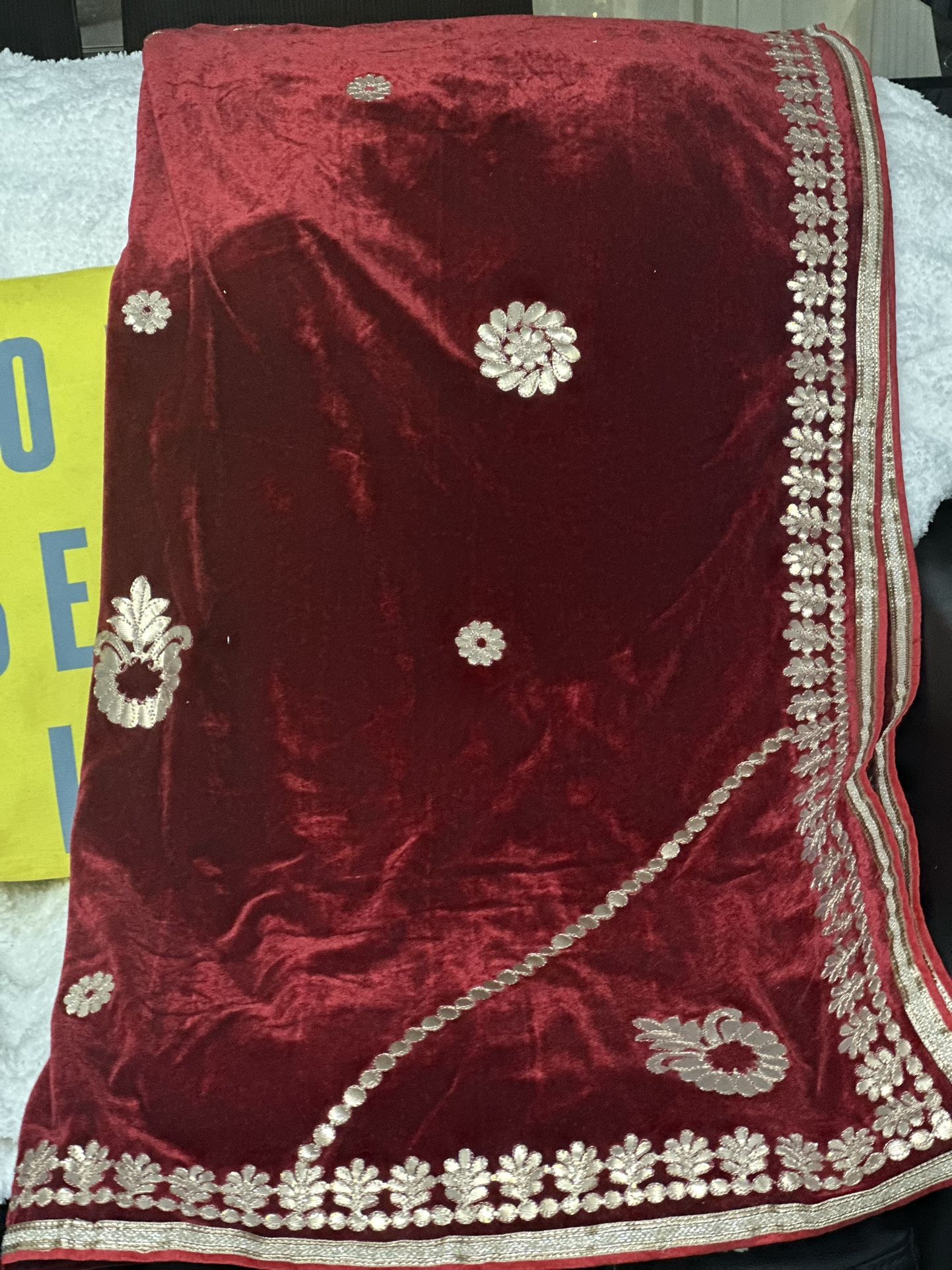 Red Velvet Gota Work Shawl Dupatta Chunri Shawl Wrap Stole