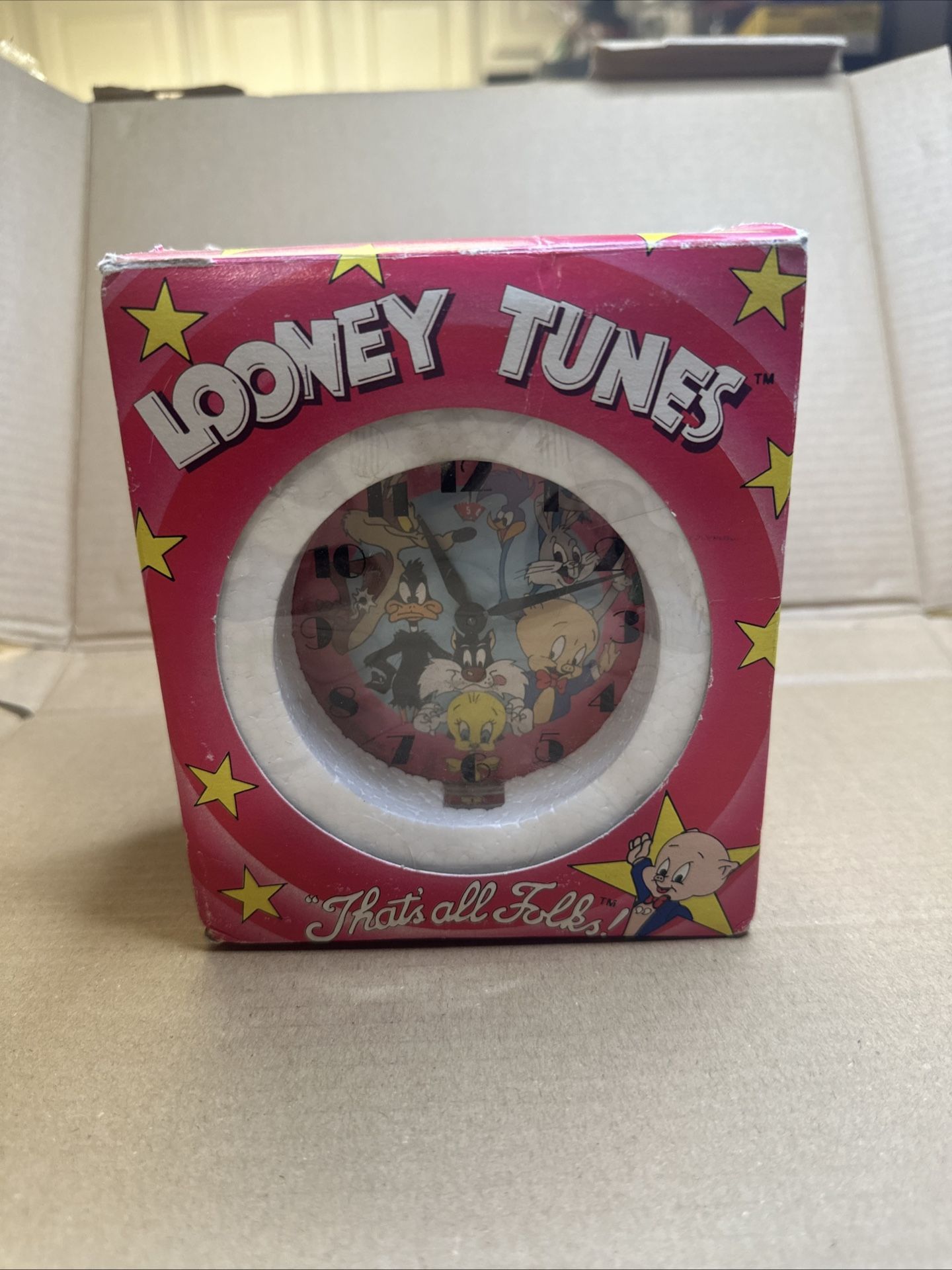 Vintage Warner Bros. Looney Tunes Wind Up Alarm Clock 1989 Bugs Daffy Tweety