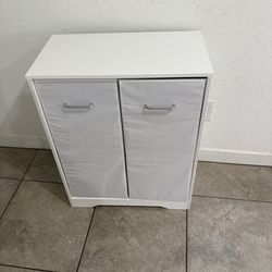 Laundry hamper table with double storage bins