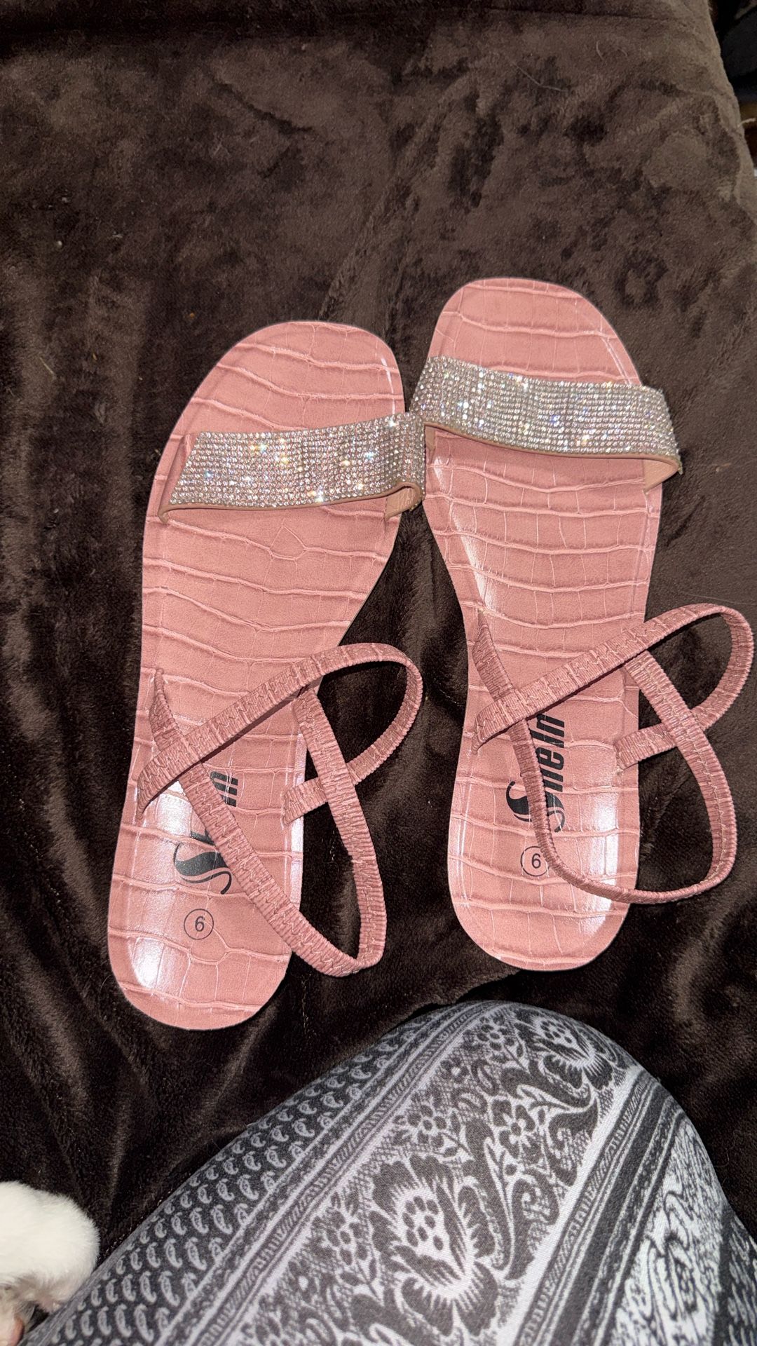 Pink Sandals with Silver Toe Strap