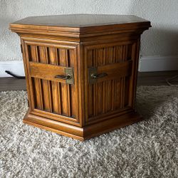Vintage 1960s Hexagonal Wooden End Table
