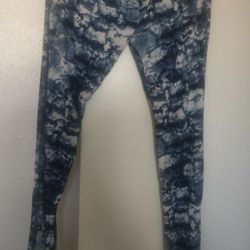 BOBBIE BROOKS BLUE CAMO WITH WHITE YOGA PANTS Medium 