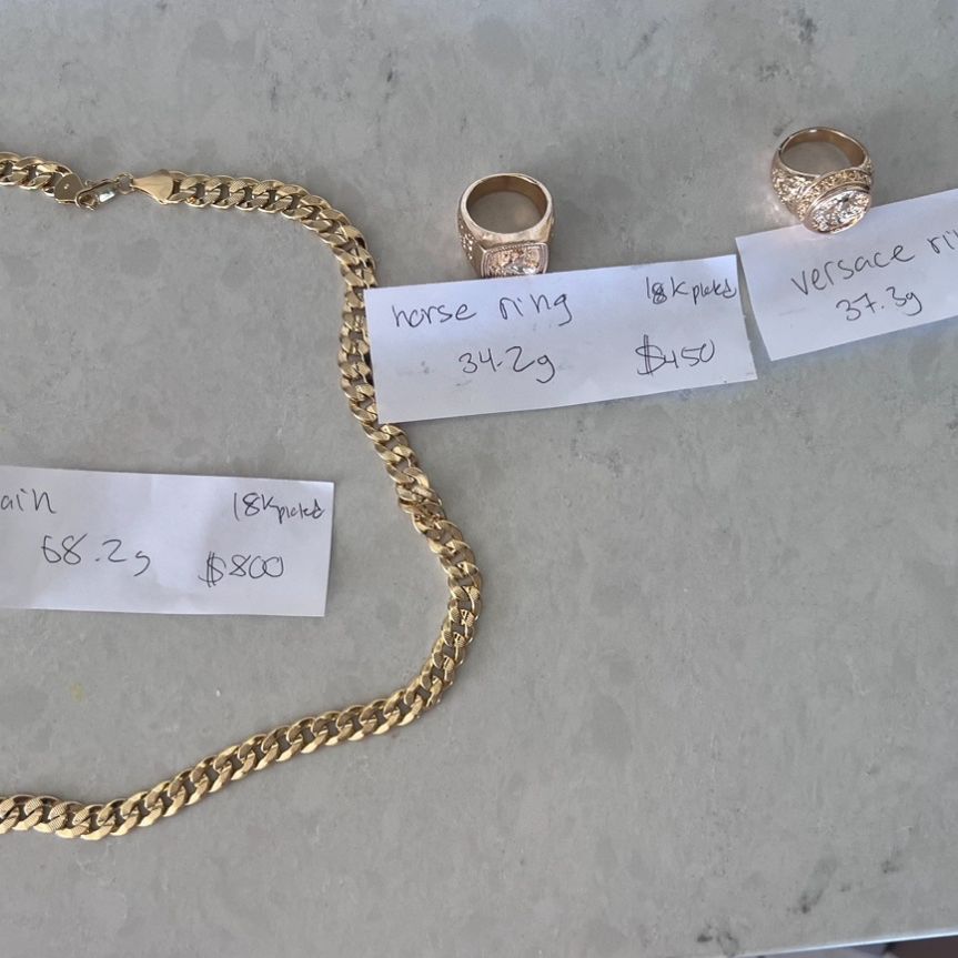 Gold Chain, Versace Ring, Pegasus Ring 