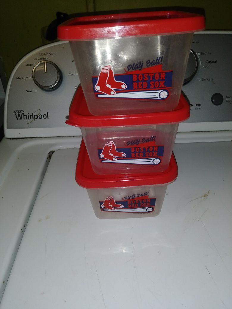 Set of three red sox storages containers