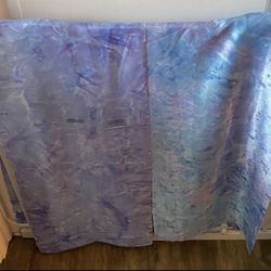 #16 shimmer silky blues marblized satin fabric 2pcs 13”x56”