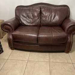 Leather Sofa Couch And 2 Big Chairs