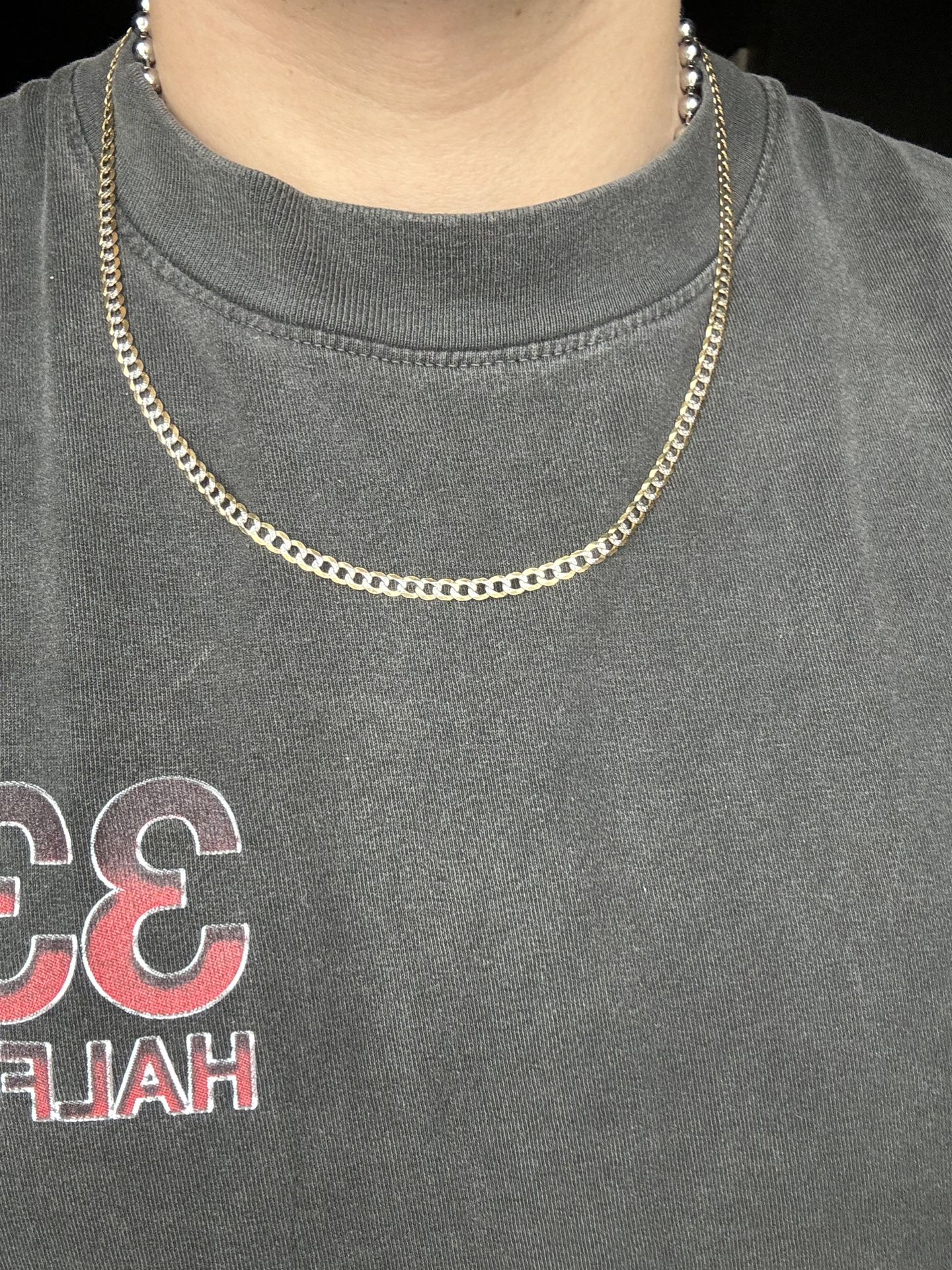 14k Two-tone Gold Cuban Link Chain