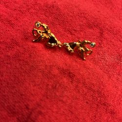 Gold Plated, Cherub Earrings With Crystals