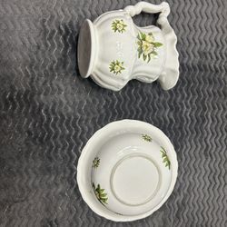Floral Design Pitcher & Bowl Set