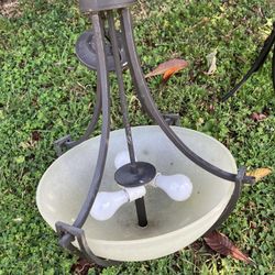 Large Metal Glass 3 Bulb Ceiling Fixture