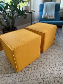 Used Yellow Jasper Cube Ottomans From Gus Modern Furniture x2