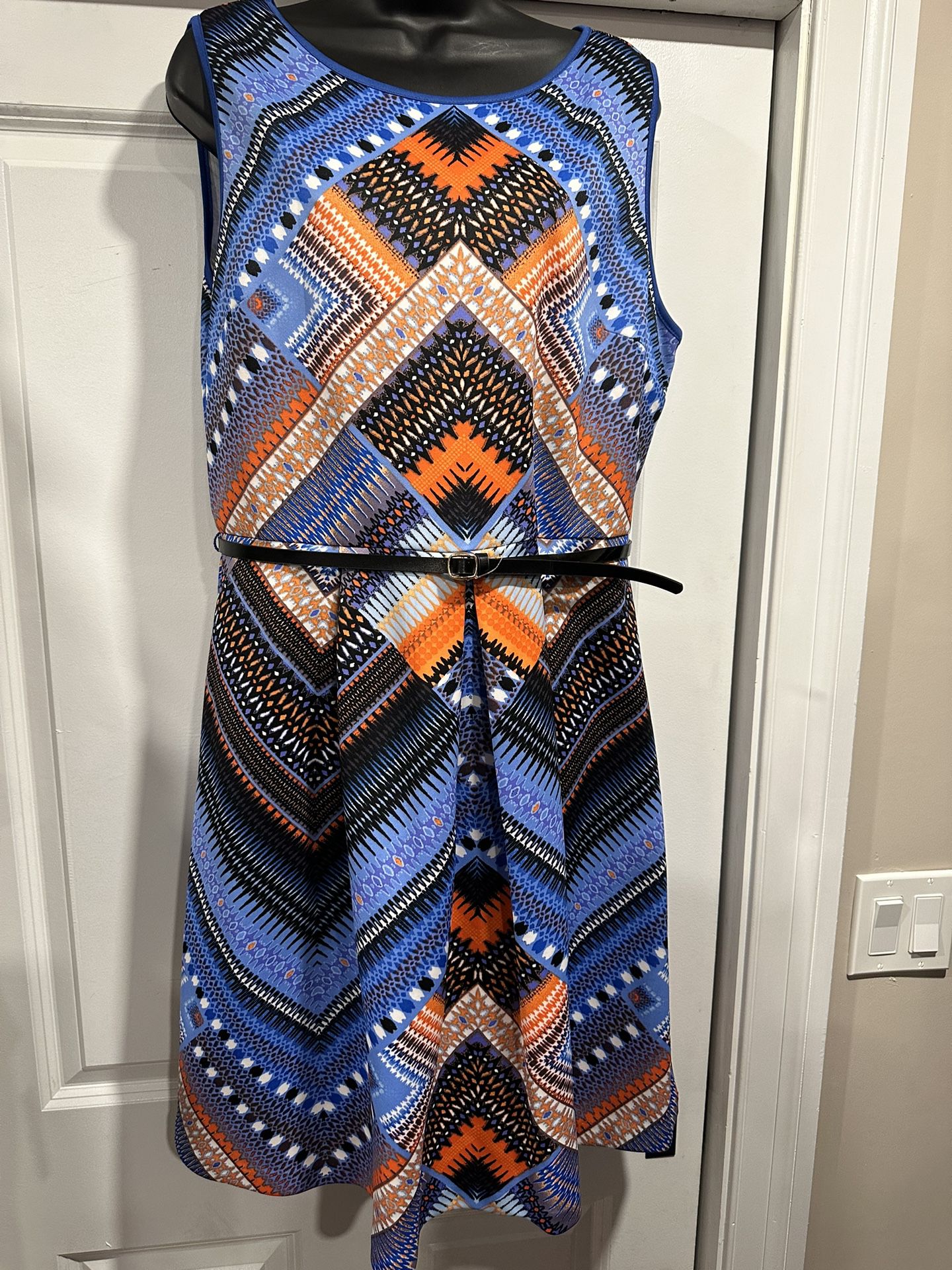 Vibrant Geometric Print A-line Dress