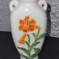 Vintage Hand Painted Floral Vase, Made in Occupied Japan 4" Tall