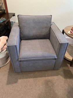Gray Upholstered Swivel Accent Armchair