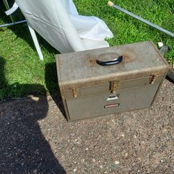 Metal Grey Tool Box Vintage 