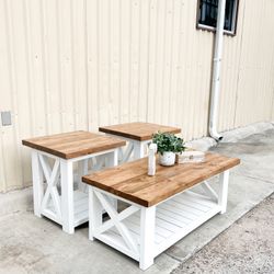 Custom coffee table farmhouse Wood  Modern Rustic Center Oval Set End Table Side Table  Storage Monastery Set Chest  Restoration hardware Carpenter