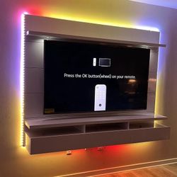 Tv Mounts LED Lights Wall kit Floating Shelves & Play Station 5 Mount