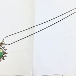 Vtg. Sterling Silver Rope 16” Chain + Moon / Sun Pendant 1.5”