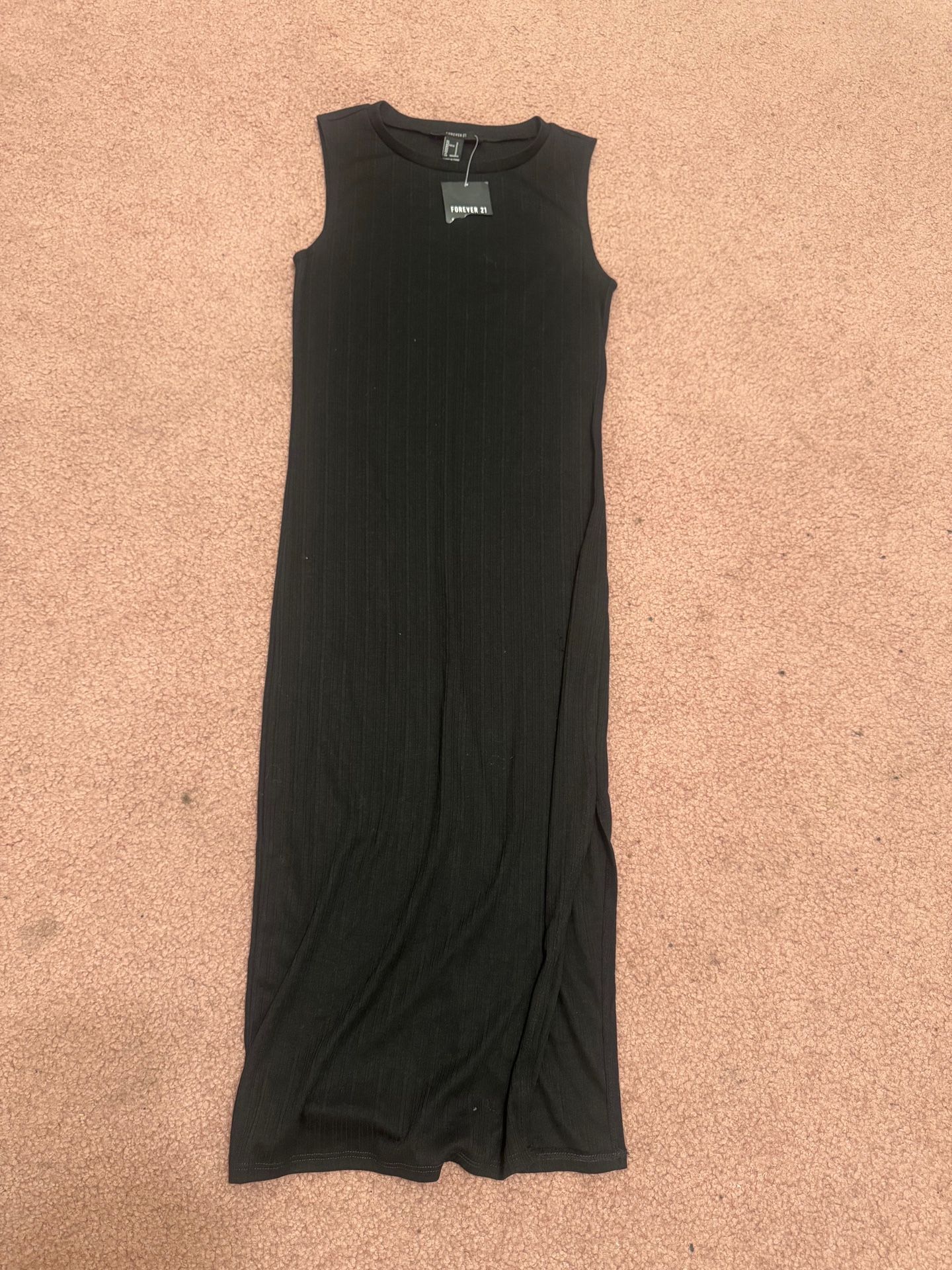 New small black ribbed tank top shirt dress stretchy y2k bodycon retro club