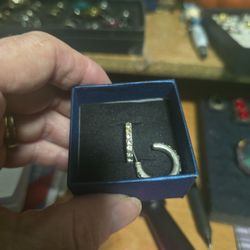 White Sapphire Hoop Earrings Sterling Silver 