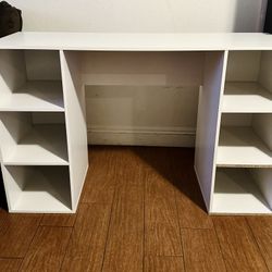 White Desk Table With 6 Cubbies