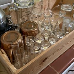 36 Piece Drink Ware Set Including wood Box 
